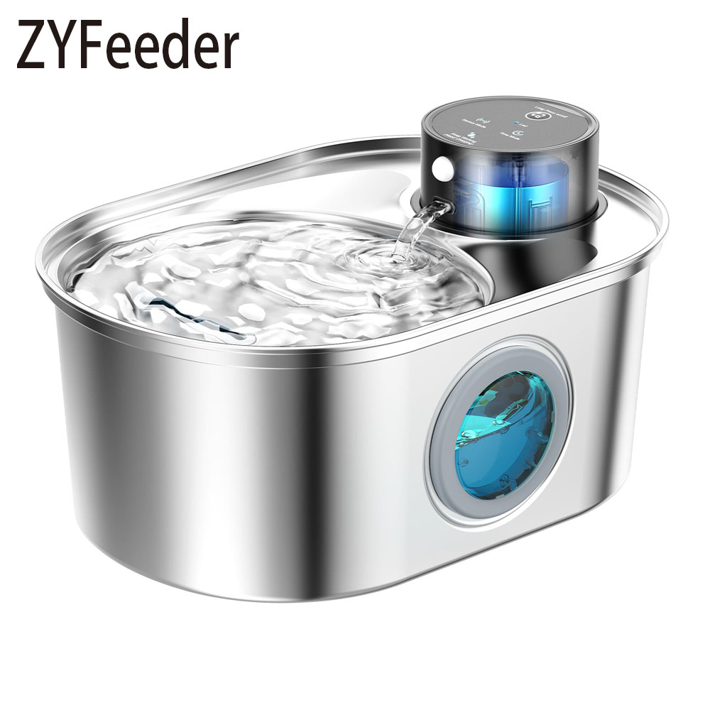 Wireless Pet Water Fountain Battery - 108oz/3.2L Stainless Steel Wireless Cat and