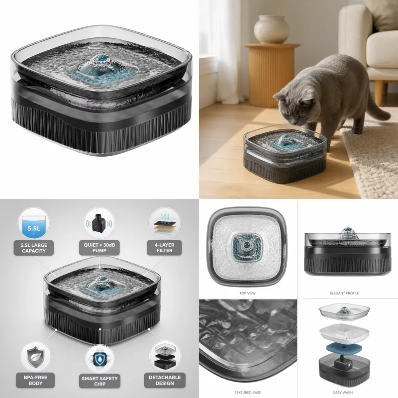 Dog Water Fountain Large - for 5.5L Large Capacity Pet Water