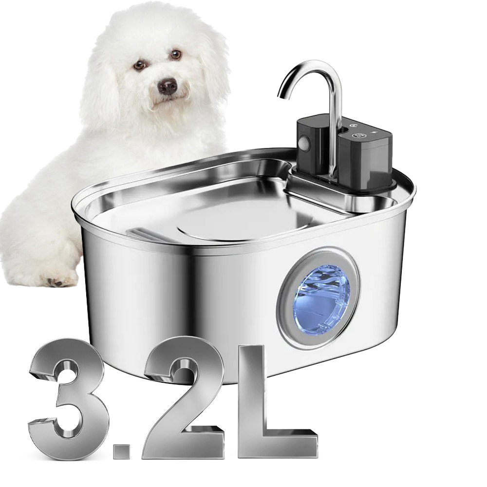 Wireless Pet Water Fountain Battery - 3.2L Stainless Steel Wireless Pet Water