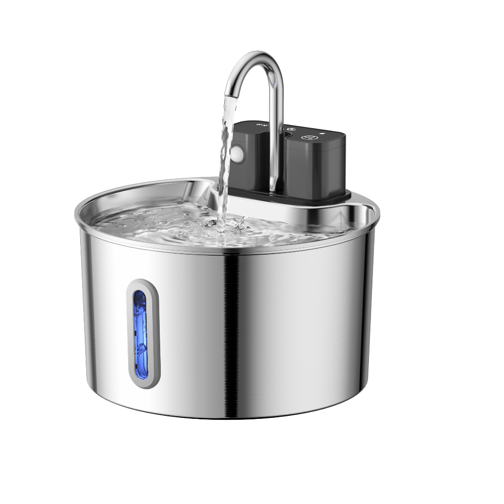 Wireless Pet Water Fountain Battery - 2L Stainless Steel Rechargable Wireless Sensor