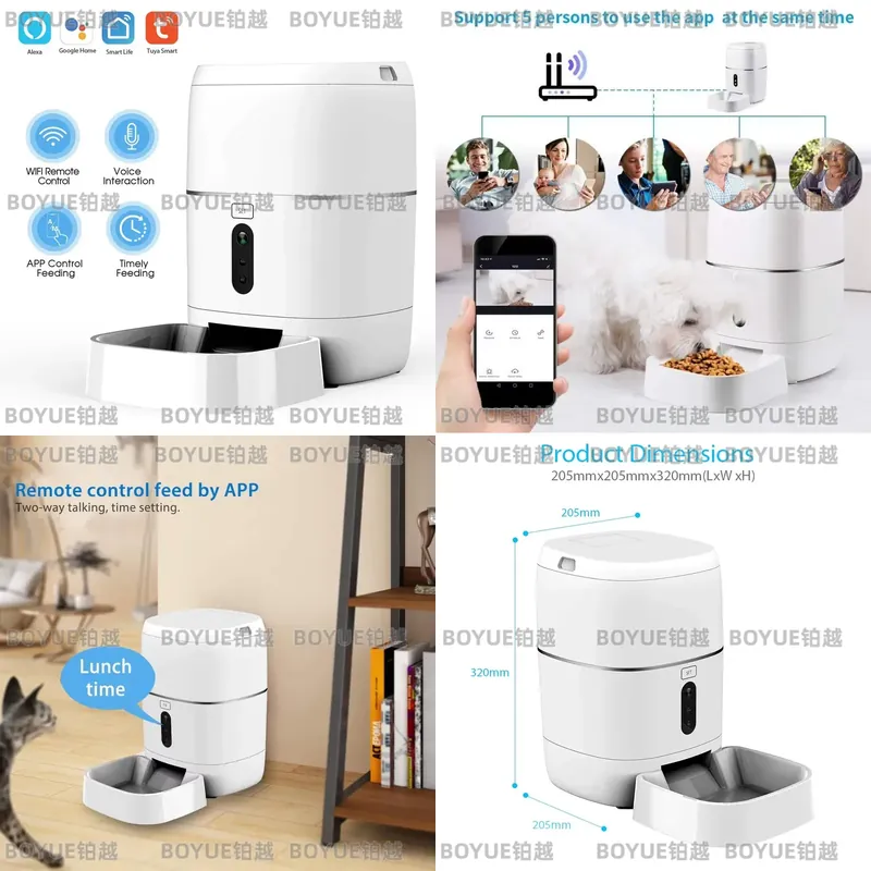 Automatic Cat Feeder 6L Timed - for RSH 1080P Camera Tuya Smart