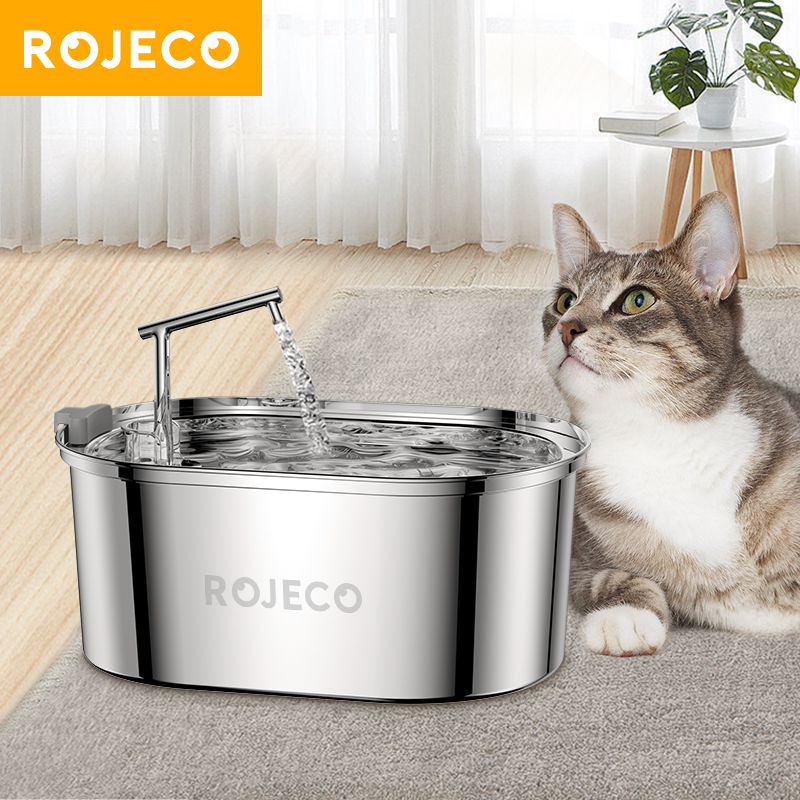 Pet Water Fountain Stainless Steel - ROJECO Stainless Steel Cat Water Fountain