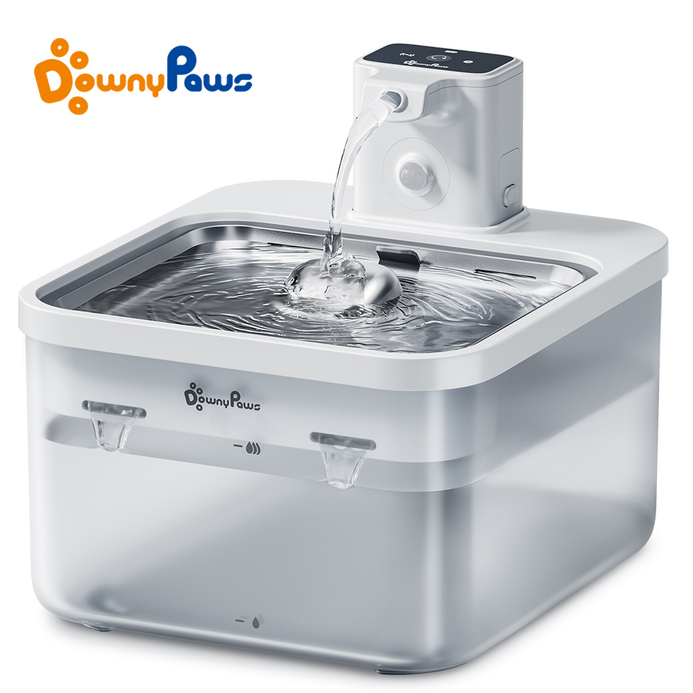 Wireless Pet Water Fountain Battery - DownyPaws 2.5L Automatic Stainless Steel Cat