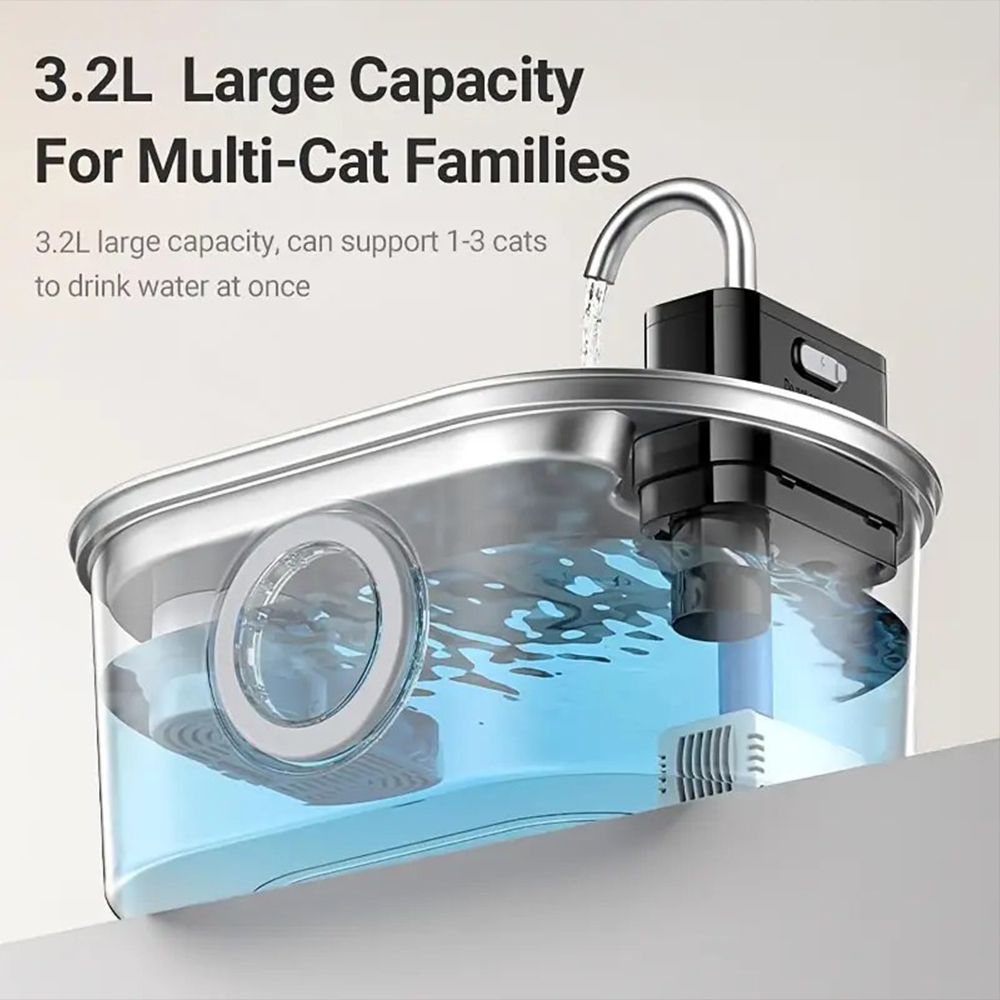 3.2L Stainless Steel Wireless  - Wireless Pet Water Fountain Battery review and price