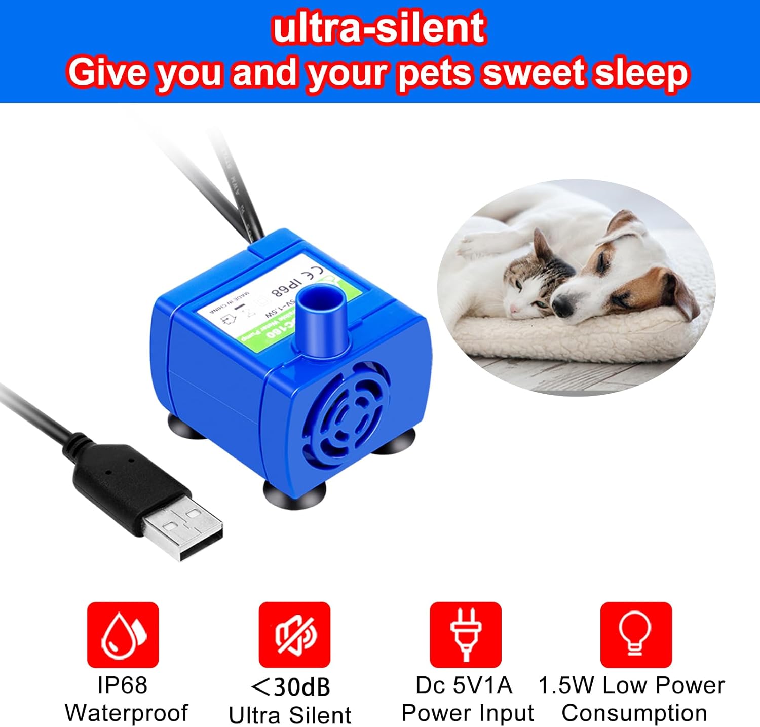 Water Pump LED Light Pet Cat W - Pet Water Fountain Pump Replacement review and price