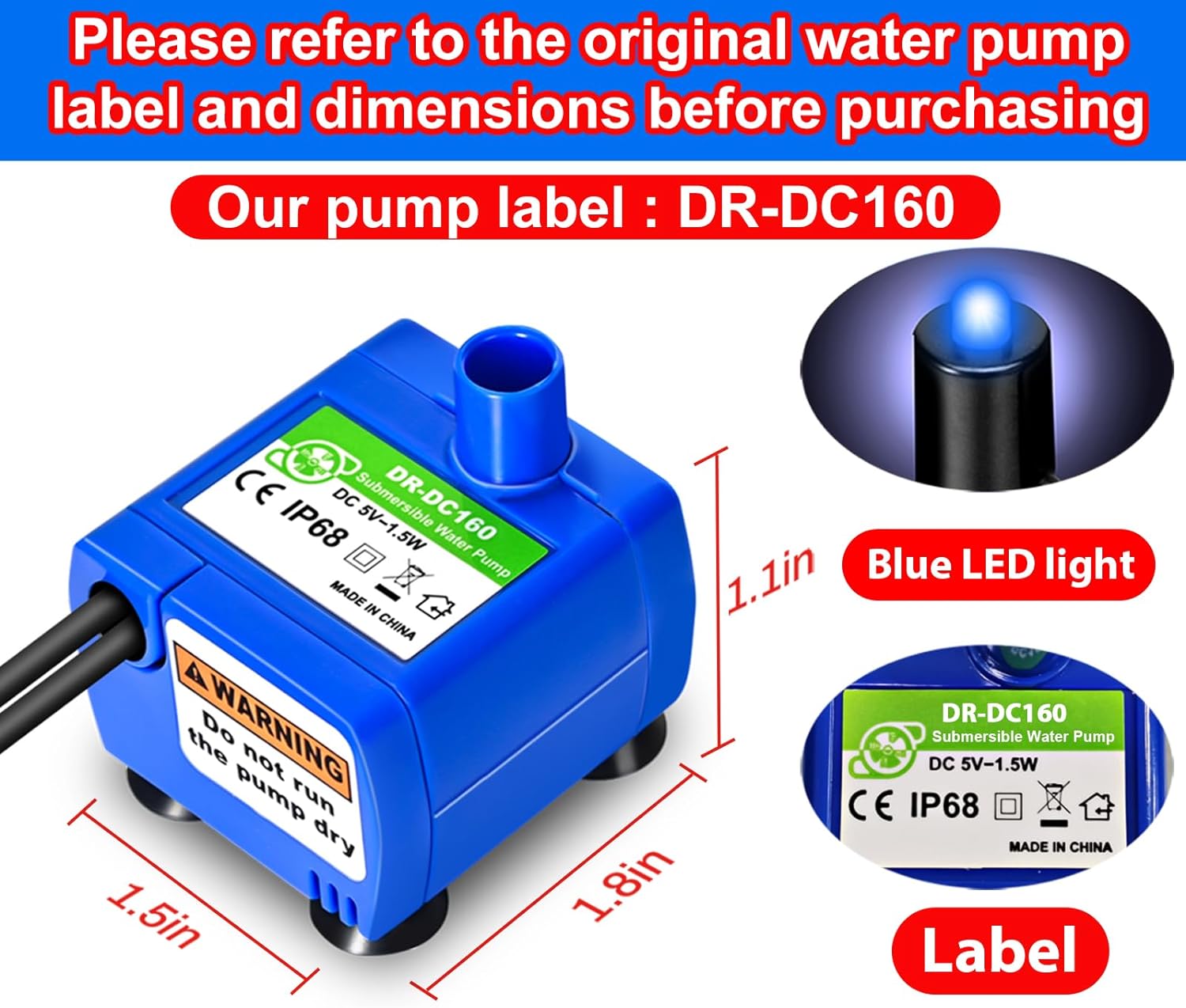 Water Pump LED Light Pet Cat W - Pet Water Fountain Pump Replacement review and price