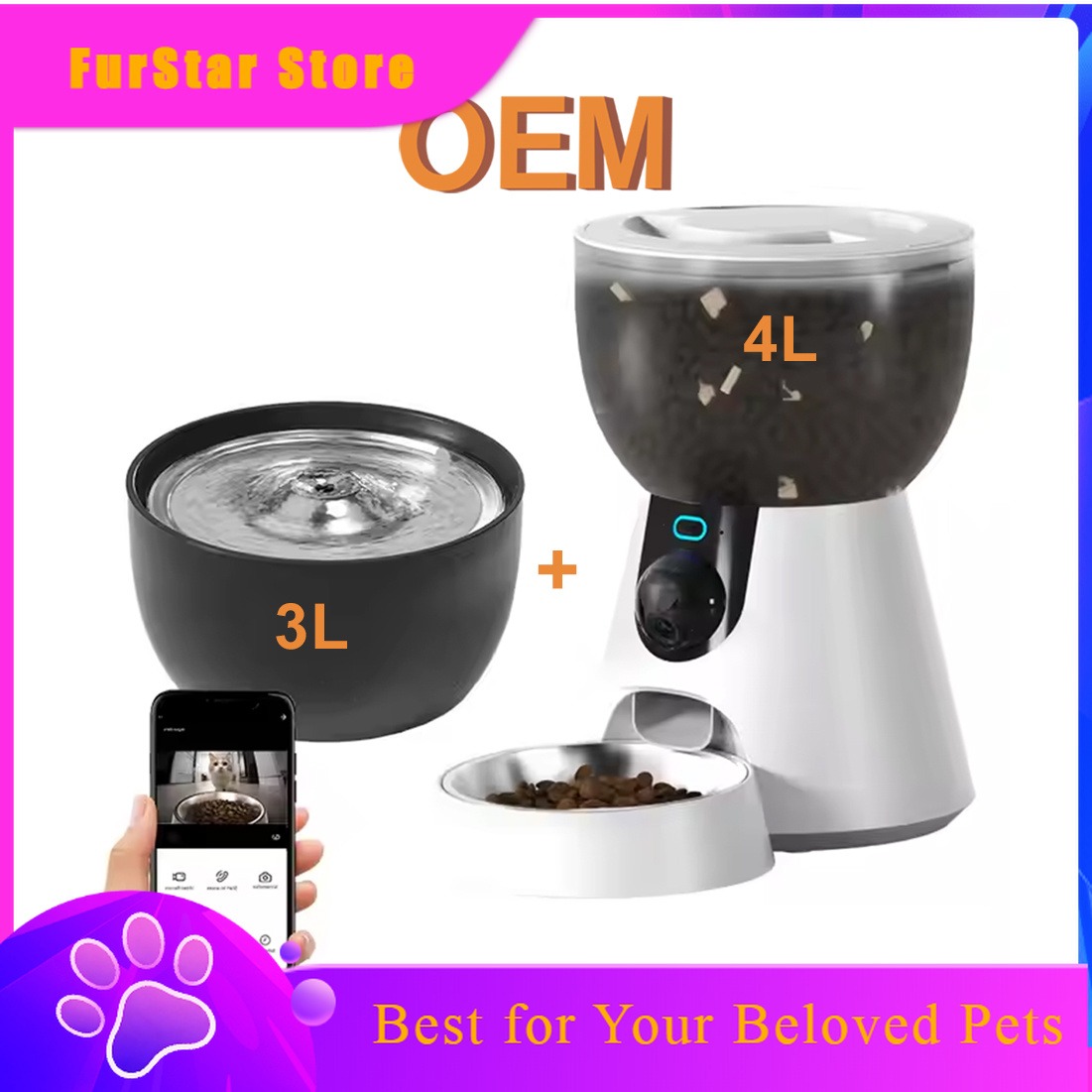 FurStarAutomatic Pet Feeder 4L - Smart Pet Water Fountain Wifi review and price