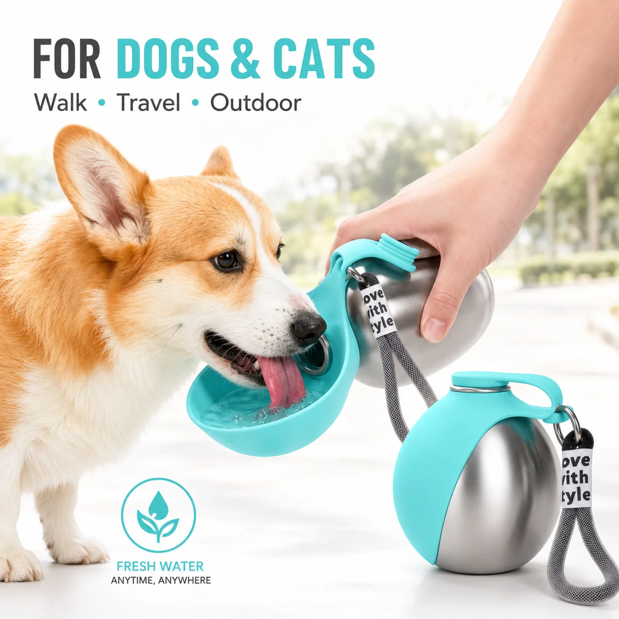 285ML Dog Water Bottle Portabl - Pet Water Fountain Stainless Steel review and price