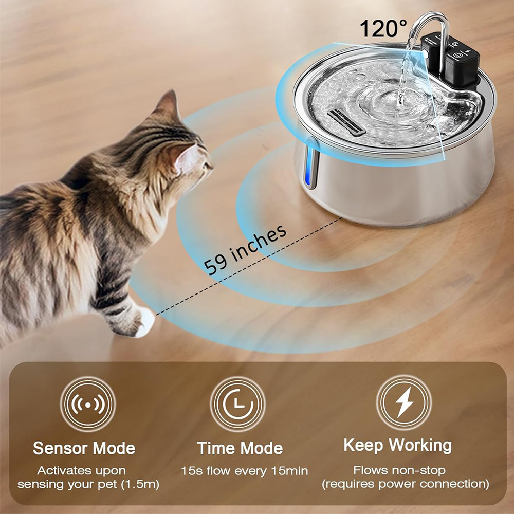 4L Wireless Recharge Stainless - Pet Water Fountain Stainless Steel review and price