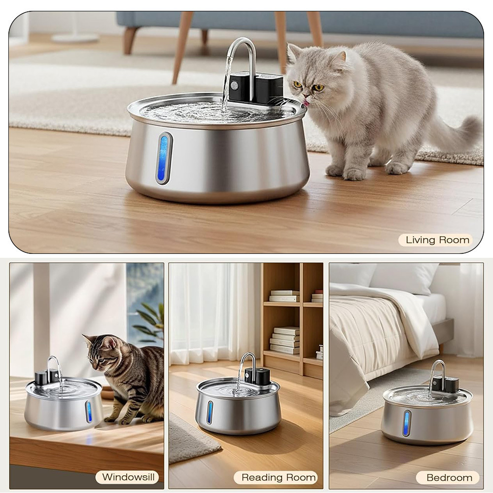 4L Wireless Recharge Stainless - Pet Water Fountain Stainless Steel review and price