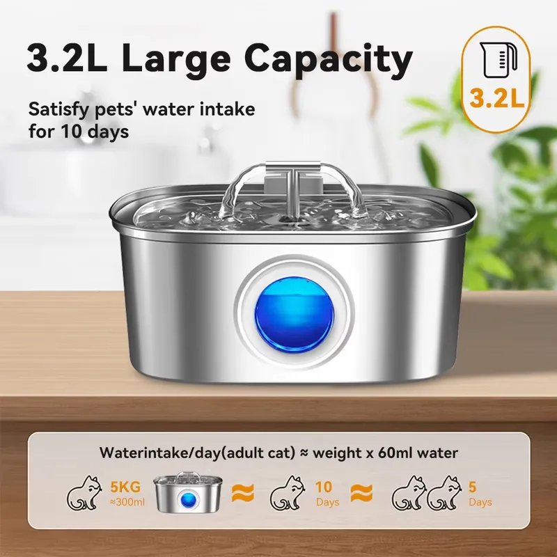 For 304 Stainless Steel 3.2L A - Pet Water Fountain Stainless Steel review and price