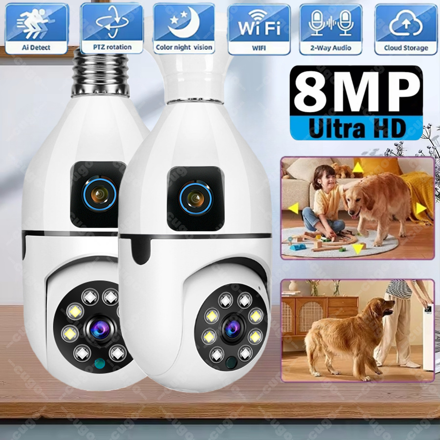 WiFi IP Camera E27 Bulb Cam 8M - Smart Pet Feeder Camera Wifi review and price