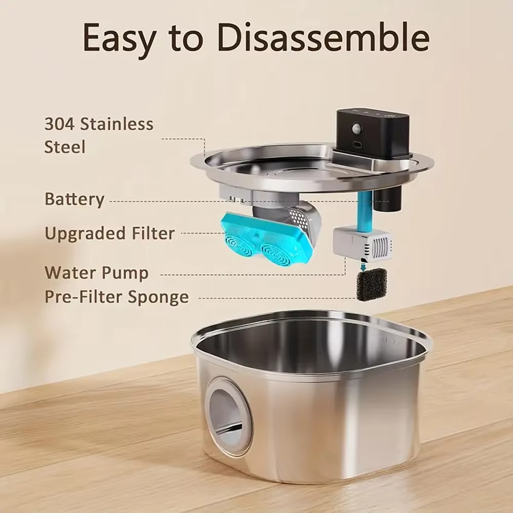 FurStar3.2L Stainless Steel Au - Wireless Pet Water Fountain Battery review and price