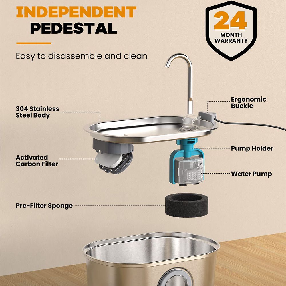 3.2L Pet Water Feeder With Tra - Pet Water Fountain Stainless Steel review and price