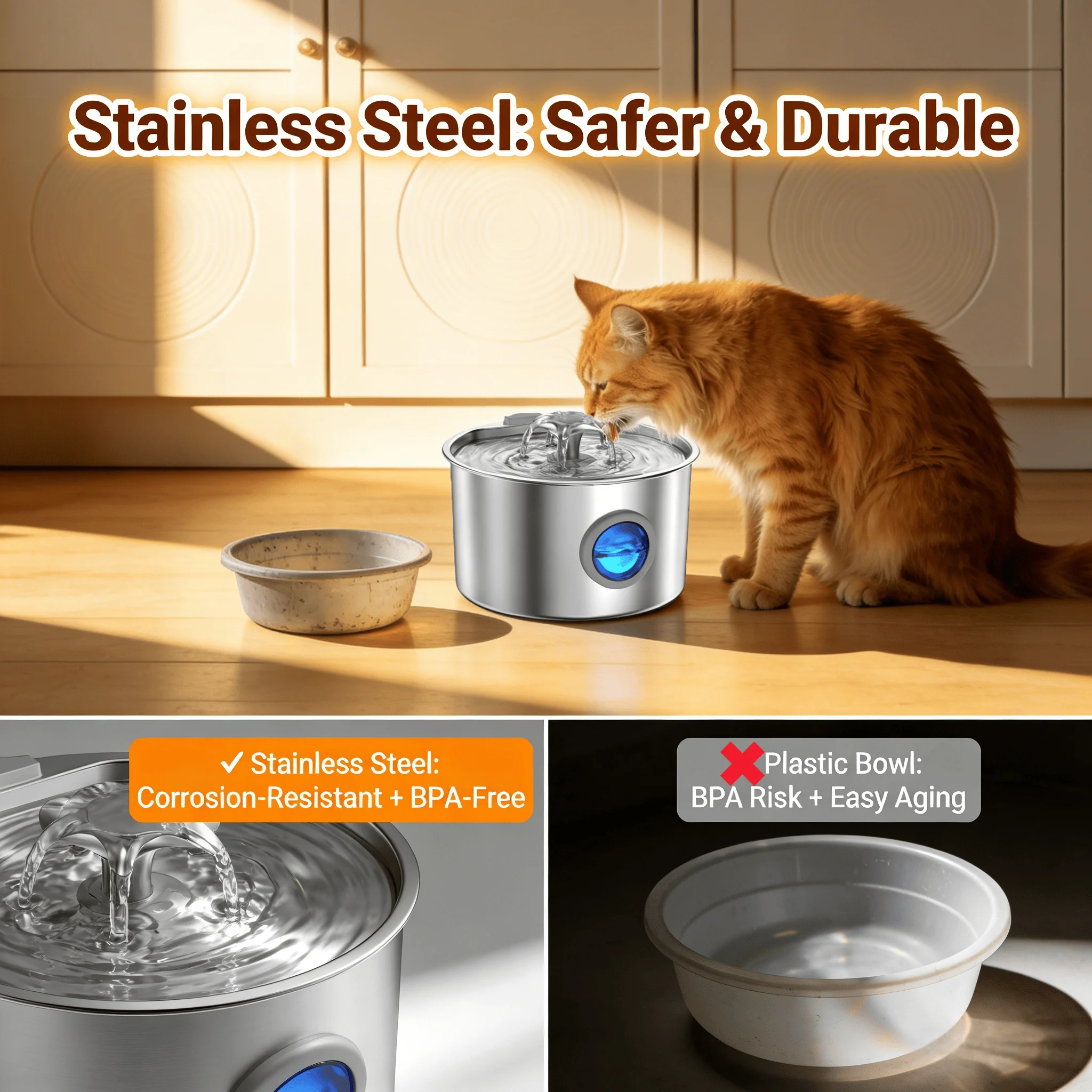 3.2L Ultra Quiet Stainless Ste - Pet Water Fountain Stainless Steel review and price
