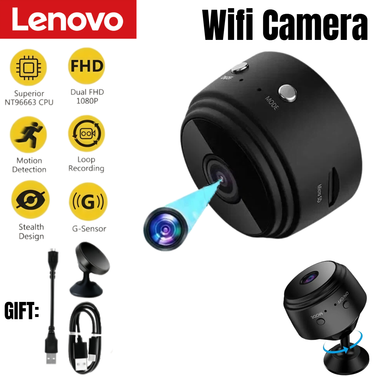 Lenovo A9 WiFi Mini Camera Wir - Smart Pet Feeder Camera Wifi review and price