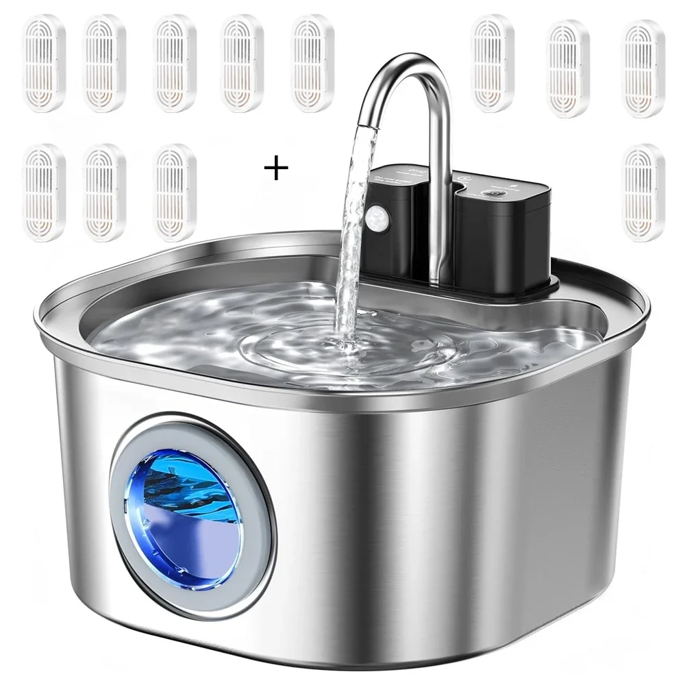 3L Stainless Steel Wireless Re - Wireless Pet Water Fountain Battery review and price