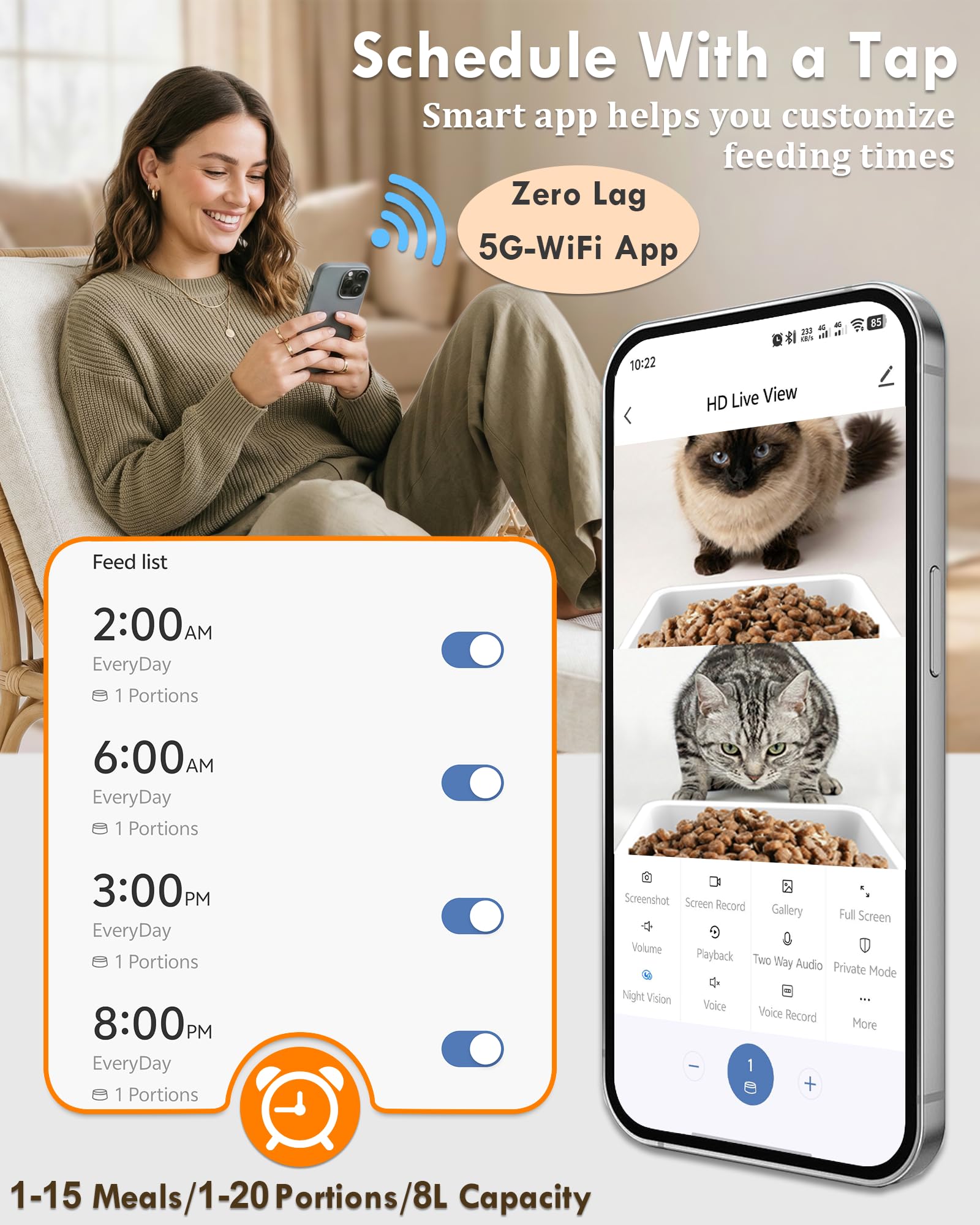 5GHz WiFi 8L Smart Automatic P - Smart Pet Feeder Camera Wifi review and price