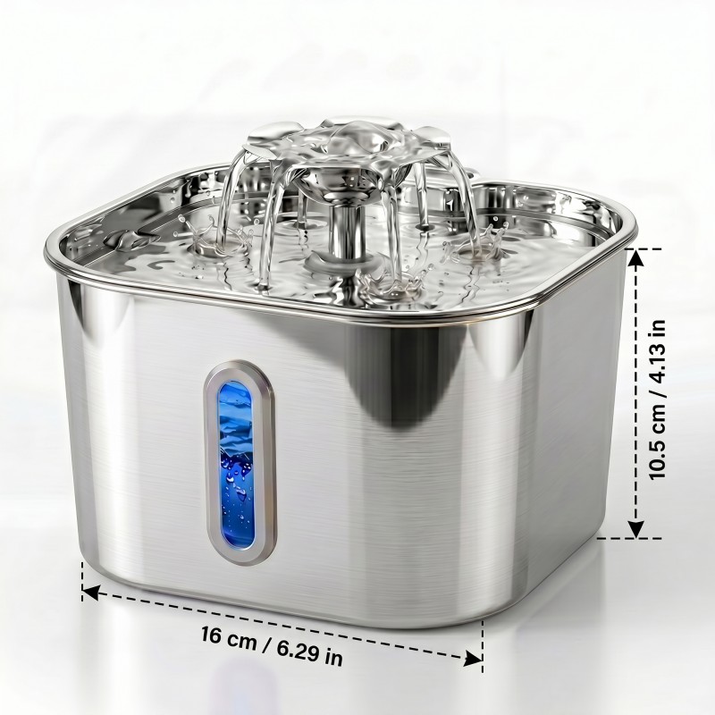 2.2L Stainless Steel Automatic - Pet Water Fountain Stainless Steel review and price