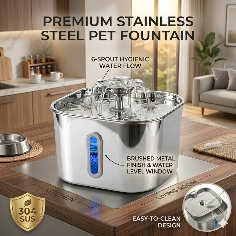 2.2L Stainless Steel Automatic - Pet Water Fountain Stainless Steel review and price